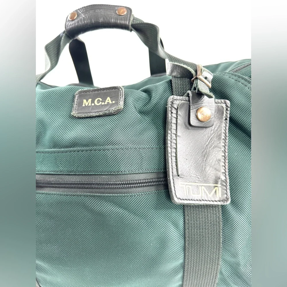 Tumi Vintage Green Ballistic Nylon Large Messenger Briefcase Laptop Bag Travel